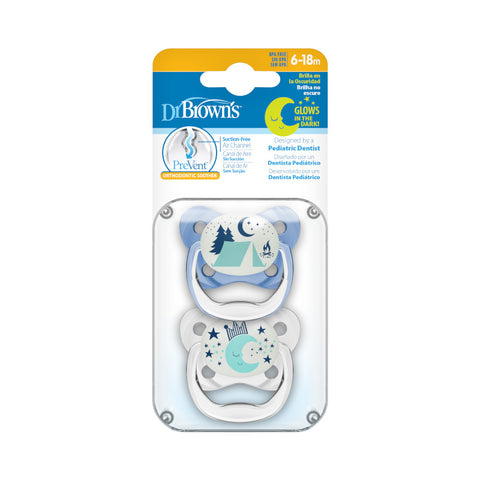 Dr Brown's Prevent Shield Soother Glow In Dark Blue 6-18 Months - Sleek Choice