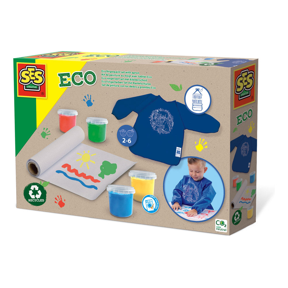 SES CREATIVE Eco Fingerpaint Set with Children's Apron - Sleek Coice UK