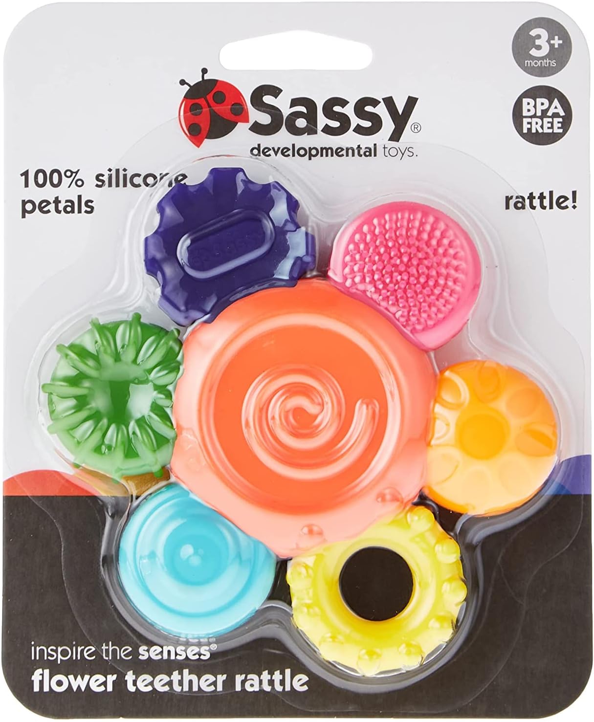 Sassy Silicone Flower Rattle Teether - Sleek Choice UK