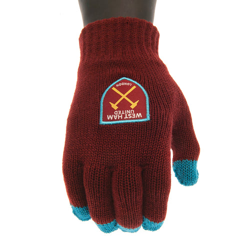 West Ham United FC Touchscreen Knitted Gloves Adults - Sleek Choice UK