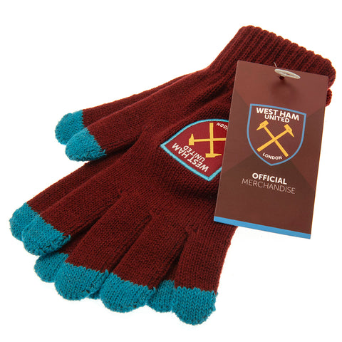 West Ham United FC Touchscreen Knitted Gloves Junior - Sleek Choice UK