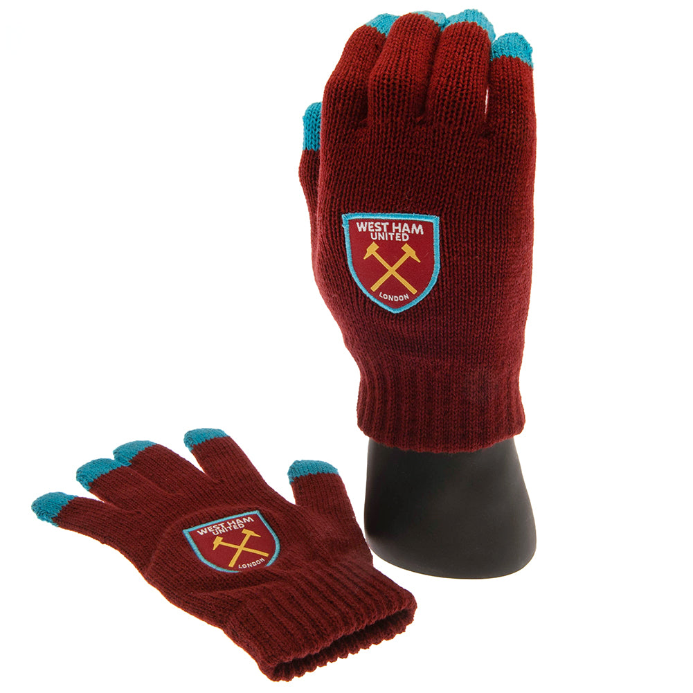 West Ham United FC Touchscreen Knitted Gloves Adults - Sleek Choice UK