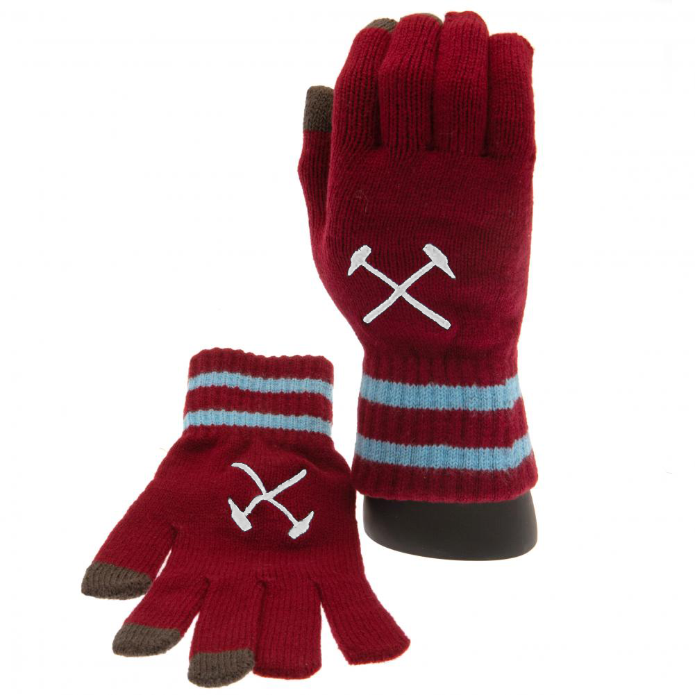West Ham United FC Touchscreen Knitted Gloves Youths - Sleek Choice Uk