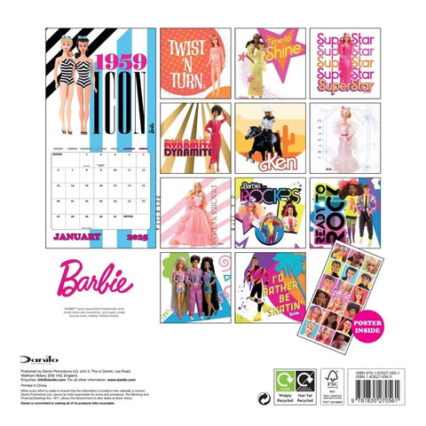 Barbie Square Calendar 2025 - Sleek Choice UK