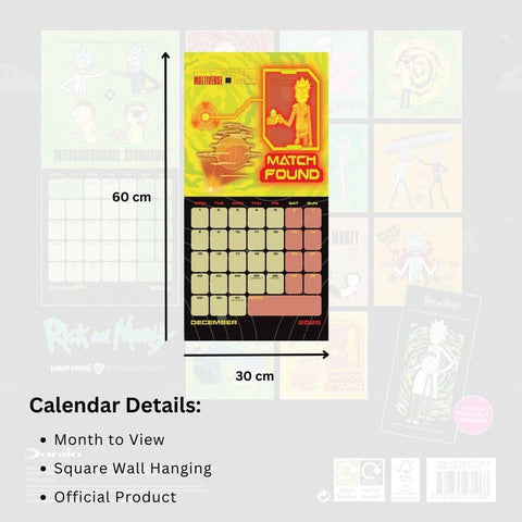 Rick And Morty Square Calendar 2025