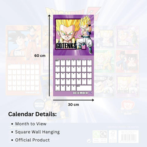 Dragon Ball Z Square Calendar 2026