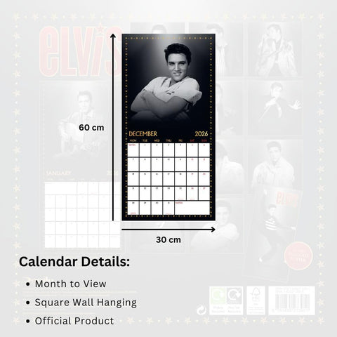 Elvis Presley Square Calendar 2026