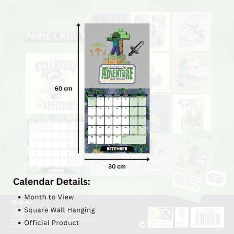 Minecraft Square Calendar 2026