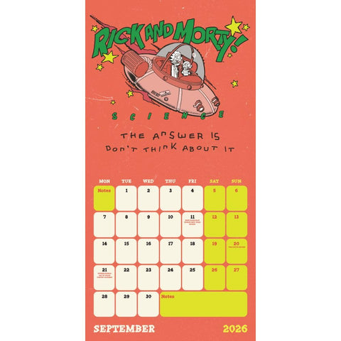 Rick And Morty Square Calendar 2026
