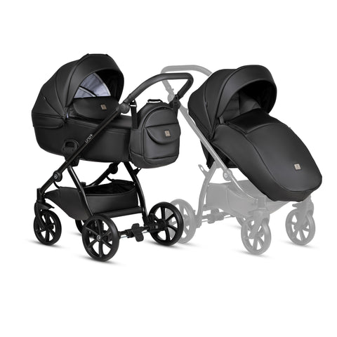 Tutis UNO5+ Leather Jet Black 699 2 in 1 Stroller - Sleek Choice UK