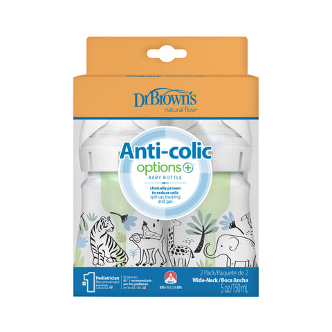 Dr Brown's Anti-Colic Options+ Baby Bottle 150Ml X2 Jungle - Sleek Choice