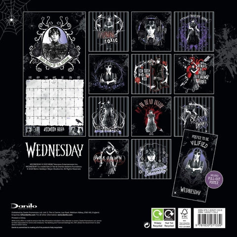 Wednesday Square Calendar 2025 - Sleek Choice UK