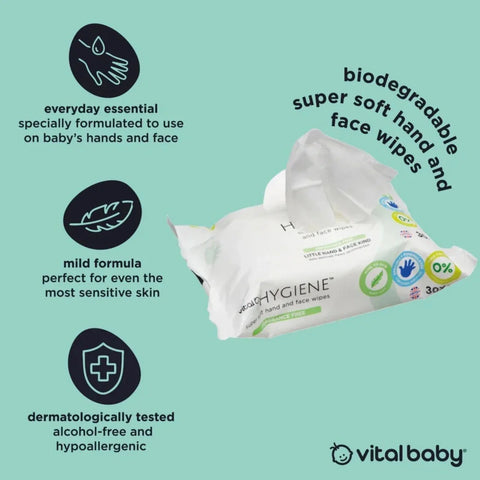 Vital Baby Hygiene Super Soft Fragrance Free Hand & Face Wipes 12x30 pcs