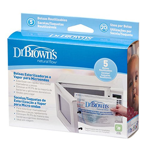 Dr Browns Microwave Steam Sterilizer Bags 5 Pack - Sleek Choice