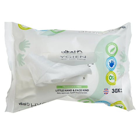 Vital Baby Hygiene Super Soft Hand & Face Wipes Fragrance Free 30 pcs