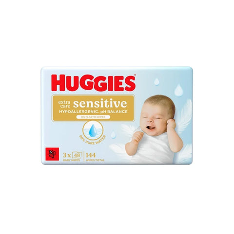 Huggies Pure Extra Sensitive Plastic Free Baby Wipes 3x48 pcs