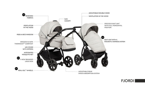 Noordi Fjordi V1 Leather 3-in-1 Travel System – Eco-Leather Pram with ThermoCot™ & i-Size Car Seat
