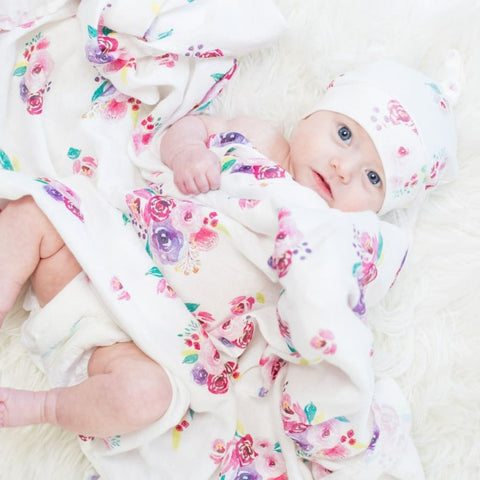 Hello World Newborn Hat & Swaddle Sets - Posies