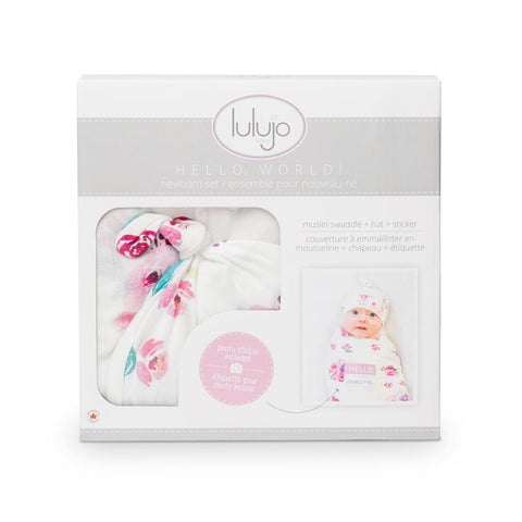 Hello World Newborn Hat & Swaddle Sets - Posies