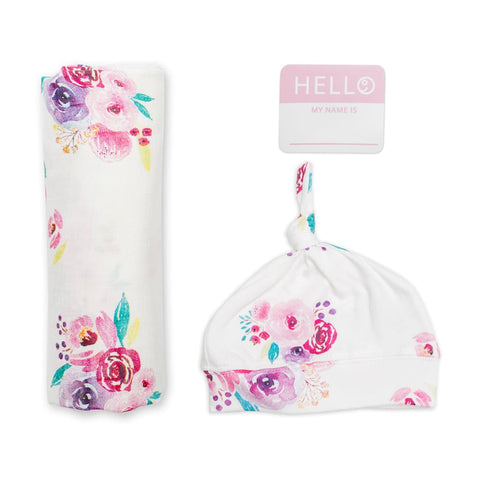 Hello World Newborn Hat & Swaddle Sets - Posies