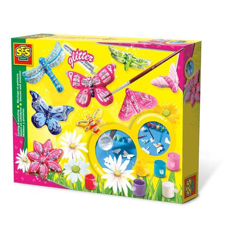 SES CREATIVE Children's Butterfly Glitter Casting and Painting Set