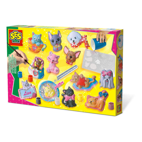 SES CREATIVE Children's Cats and Dogs Casting and Painting Set