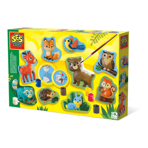 SES CREATIVE Kids Forest Animals Casting and Painting Set