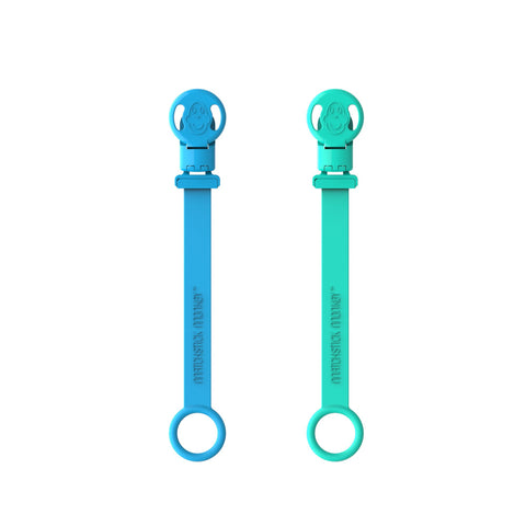 Double Soother Clip Blue & Green - Sleek Choice