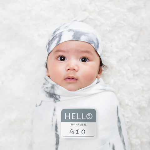 Hello World Newborn Hat & Swaddle Sets -  Marble