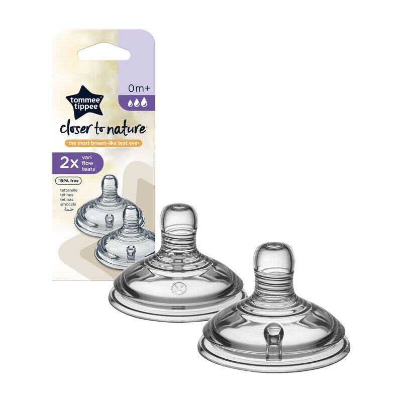 TOMMEE TIPPEE Closer to Nature Bottle Soft Silicone Teats Vari Flow - Sleek Choice